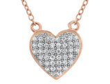 Synthetic Crystal Heart Pendant Necklace in Sterling Silver with Rose Gold Plating with Chain